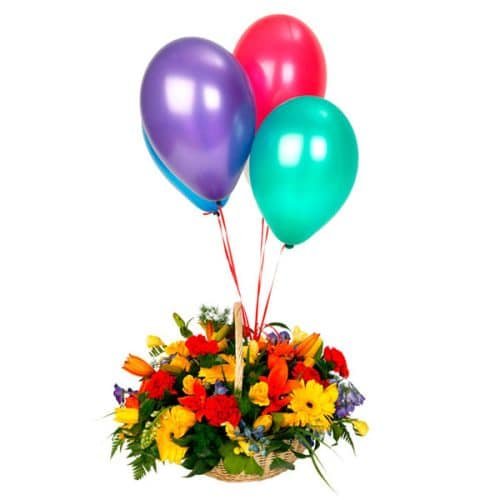 Flowers and Balloons Bouquet