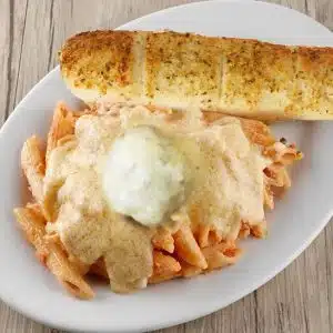 Baked Ziti With Meatballs In Alfredo Sauce