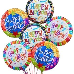 6 Happy Birthday Mylar Balloons