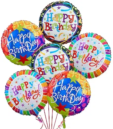 6 Happy Birthday Mylar Balloons