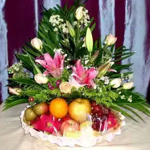 Mixed Flower & Fruits Basket