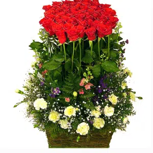 100 Red Rose Basket
