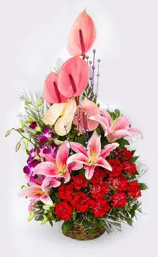 Flower in a basket arrangement
