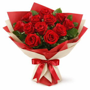 One Dozen Imported Red Rose Bouquet