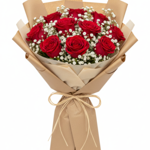 Crimson Love with Baby’s Breath