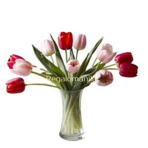 Mixed Pink and Red Tulip in Vase