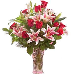Roses and Lilies in Vase