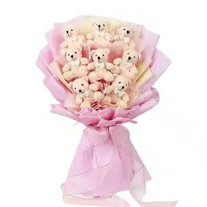Pink mini bear bouquet