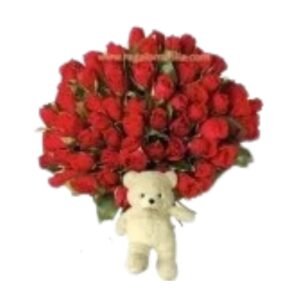 Roses Bouquet With Teddy bear