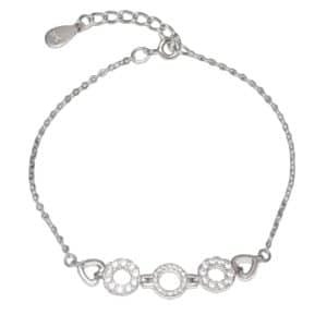 3 Zirconian Halo with Open Heart Ends Rolo Bracelet
