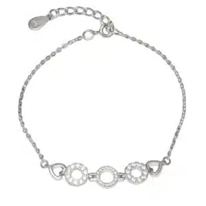 3 Zirconian Halo with Open Heart Ends Rolo Bracelet