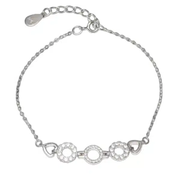 3 Zirconian Halo with Open Heart Ends Rolo Bracelet