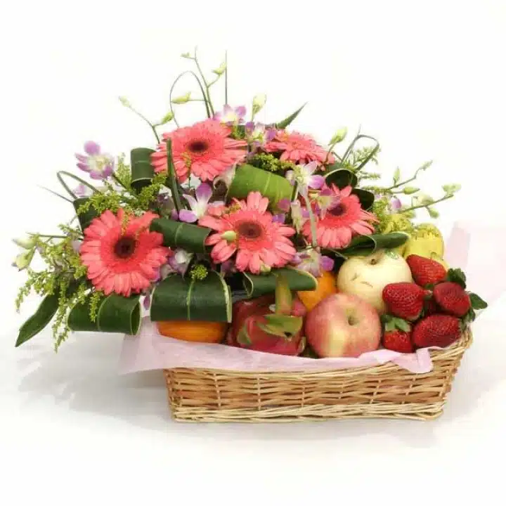 Pink Gerbera With Fruits