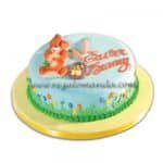 Red ribbon Easter bunny cake
