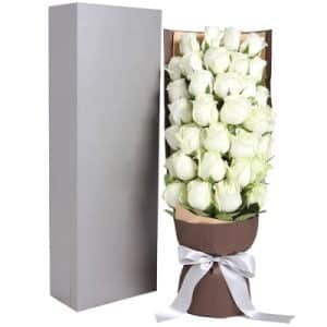 24 White Roses in a Box