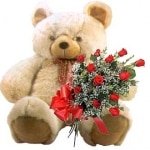 Giant teddy with Rose