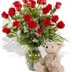 Teddy Bear and Roses