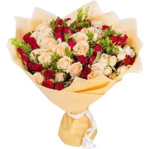 5 Dozen Red and Peach Roses