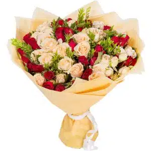 5 Dozen Red and Peach Roses