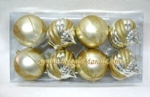 8-Pack Gold Shatterproof Christmas Ornament Set