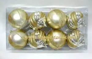 8-Pack Gold Shatterproof Christmas Ornament Set