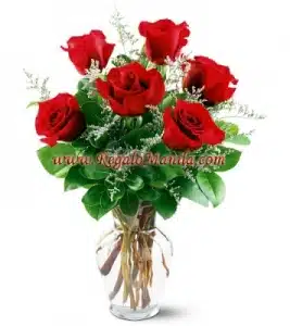 6 pcs Rose In Vase