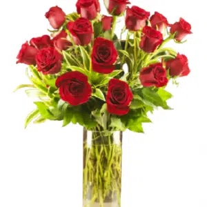 Cupid's Dozen Red Roses In Vase