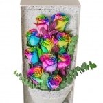 10 Rainbow Roses in a Bouquet