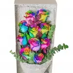 10 Rainbow Roses in a Bouquet