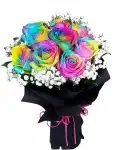 10 Rainbow Roses  Bouquet