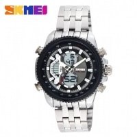 SKMEI 0993 3ATM Dual Mode Digital Analog Stainless Watch