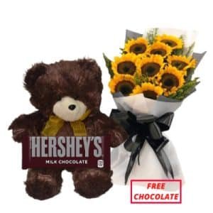Sunflowers and Teddy Bear Combo