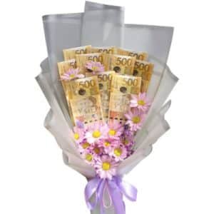 Money  Bouquet with Daisy Flower
