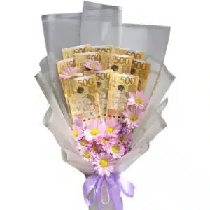 Money Bouquet with Daisy Flower