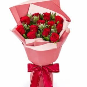 12 Red Roses in Bouquet