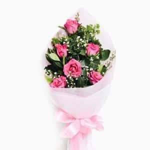 Half Dozen Pink Rose Bouquet