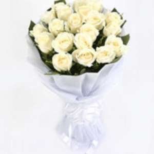 One  Dozen White Rose Bouquet