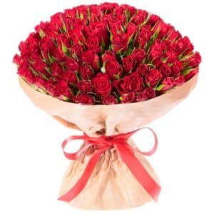 100 Red Roses Hand Tied Bouquet