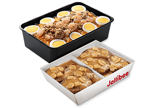 Palabok and Burger Steak Family Pan