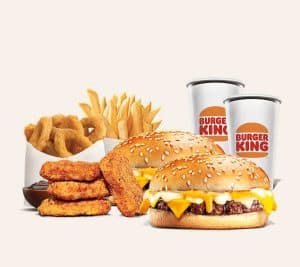 Burger King Cheesy King Feast for 2 with Sides & Drinks