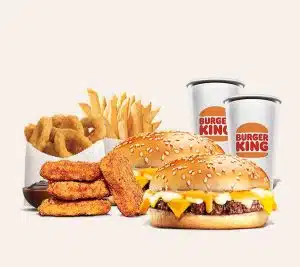 Burger King Cheesy King Feast for 2 with Sides & Drinks