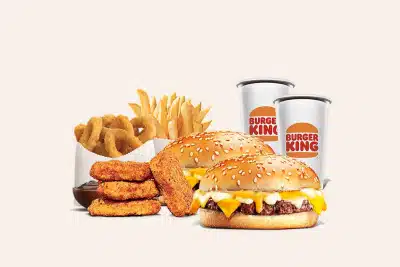 Burger King Cheesy King Feast for 2 with Sides & Drinks