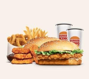Burger King X-tra Long Chicken Jr. King Feast for 2 with Sides & Drinks