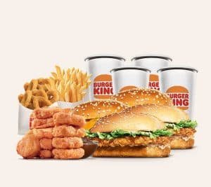 Burger King WHOPPERÂ® Jr. & X-tra Long Jr. King Feast for 4 with Sides & Drinks