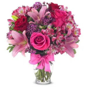 Roses and Pink Lilies Bouquet