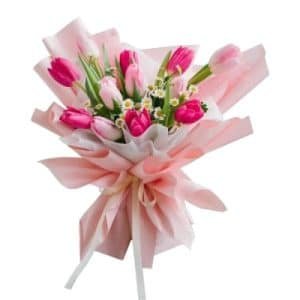 Blissful Pink Tulips Bouquet