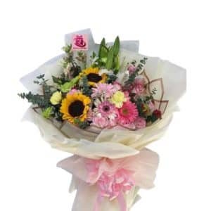 Loveylove Lily Sunflower Bouquet