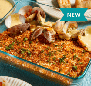 Cajun Style Baked Fish Fillet With Clam Chowder Sauce