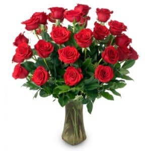 Majestic Two Dozen Red Roses In Vase