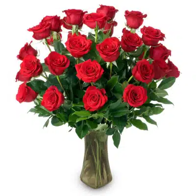 Majestic Two Dozen Red Roses In Vase